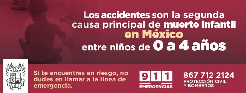 Los accidentes son la segunda causa principal de muerte infantil en México